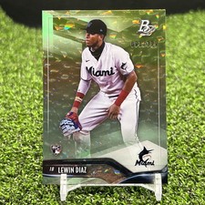 2021 Bowman Platinum Lewin Diaz RC Ice Foil Parallel Serial #'d /299 Marlins #1