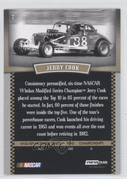 2012 Press Pass Legends Jerry Cook #7 HOF - Image 2 of 2