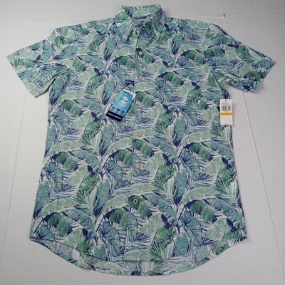 Izod Dockside Woven Chambray Shirt Men's Size S Small Wasabi Floral Print NEW