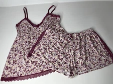 Laura Ashley Womens SZ L Sleep Wear Pajamas Teddy Baby Doll Camisole Shorts