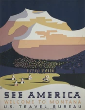 See America Montana Travel Poster Travel Poster Fridge Magnet Lot Up