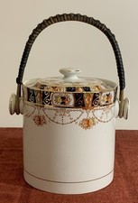 Vintage Carlisle Ware Burgess Bros Biscuit Barrel, Roses, App 5.25" x 6" Tall