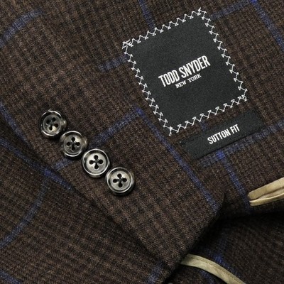 Todd Snyder Sport Coat Brown Blue Plaid Lightweight Wool Size 42L