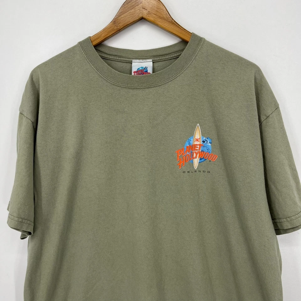 Camiseta Planet Hollywood Para Hombre Talla XL Verde Oliva Orlando Florida De Colección Años 90 Foto 2 de 4
