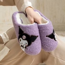Sanrio Kuromi Sherpa Fleece Fluffy Slippers