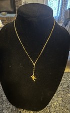 Walt Disney Tinker bell Crystal Gold Toned 18 Inch Necklace Vintage