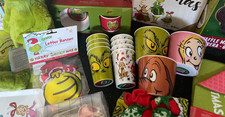 GRINCH CHRISTMAS PARTY Cups Plates Tablecloth Art Project Banners Props Choose