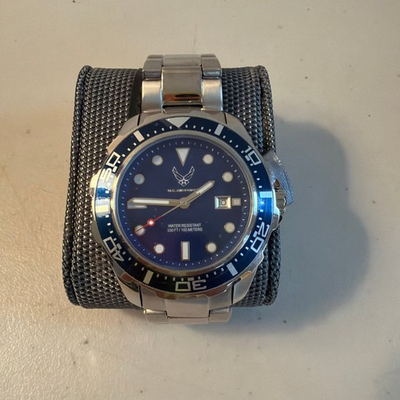 #ad U.S. Air Force Men#x27;s Professional Diver Watch with Blue Dial and Stainless Steel $85.00