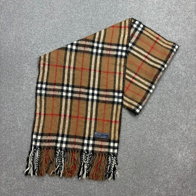 Burberry London Scarf 60x12 Inches Beige Nova Check 100% Lambswool