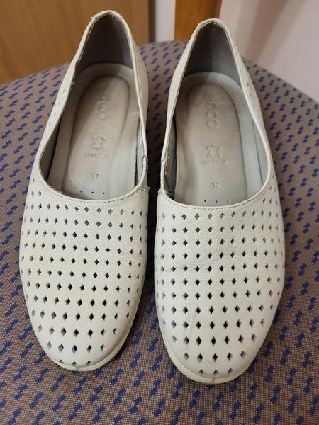 Women Ecco Loafers Grey Leather 37 #3S65