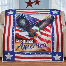 God Bless America Patriotic Pride Quilted Throw Blanket, 60" x 50" FREE SHIPPING
