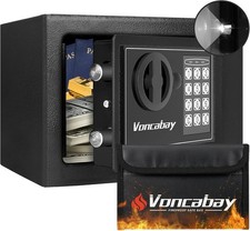 Money Safe Box Black 0.23 cu ft with Digital Keypad Fireproof Bag for Home