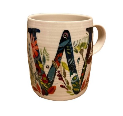 Anthropologie Starla Halfmann Mug Petal Palette Monogram Initial ''W'' Coffee Cup