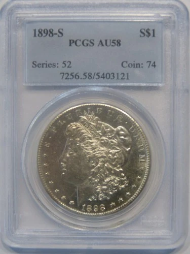 1898-S $1 Morgan Silver Dollar PCGS-AU58 Semi-Prooflike Fields