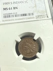 1909-S Indian Head Penny Cent MS61 BN NGC 1c