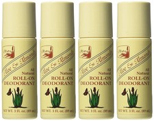 Alvera All Natural Roll-On Deodorant Aloe  Almonds - 3 Fl Oz, 4 pack