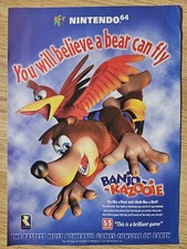 Banjo Kazooie Nintendo 64 N64 Original Advert Poster A4 1998 90s Vintage Retro