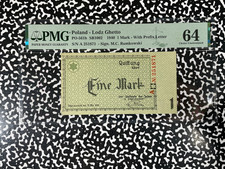 1940 Poland Lodz Ghetto 1 Mark PMG Choice UNC 64 Lot#B3116 Pick#PO-561b SB1002