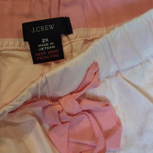J Crew Women Pajama Set Pink Piping Cotton Size 2X Short Sleeve Cropped Retro - Picture 5 of 9