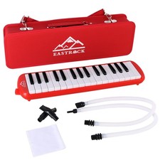 32 Key Melodica Instrument Keyboard Soprano Piano Fits Mouthpiece Red