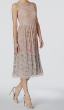 Adrianna Papell Women's Pink Sleeveless Beaded Crew-Neck Dress Size 4