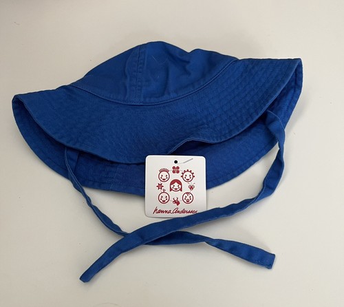 Hanna Andersson Blue Sun Hat with Chin Ties XXS 0-6 Months NWT