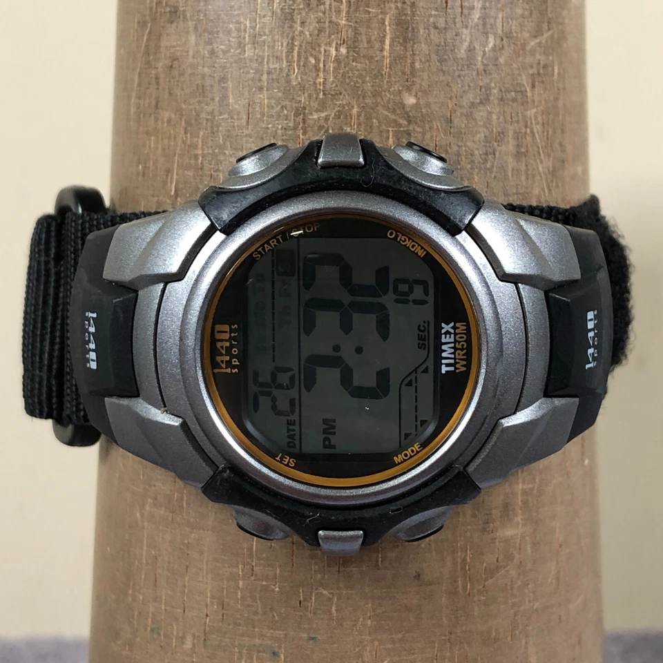 Timex 1440 Sports Men T5K455 Multifunction Nylon Quartz Digital Watch 7 3/4" - Image 2 of 4