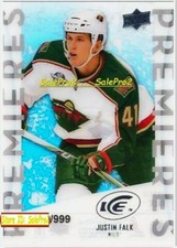 UD ICE 2010 JUSTIN FALK NHL RC MINNESOTA WILD STAR #74 MINT ROOKIE CARD /999