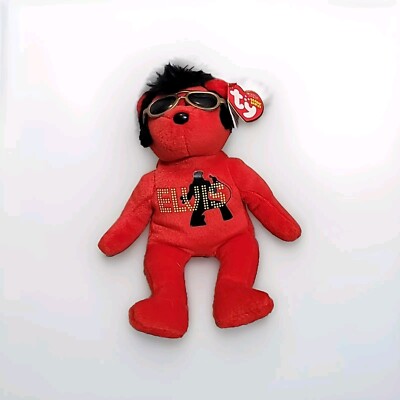 Ty Beanie Baby - YOUR TEDDY Elvis Red Presley Bear MWMTs (NO MUSIC) Plush Toy