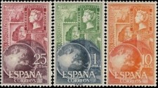 Spain 1964 Stamp Day Queen Royalty Globe Maps Stamp-on-Stamp MNH