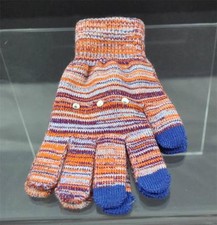 New Varigated Orange Purple Blue 3 Finger Texting Gloves Rhinestone Trim B21