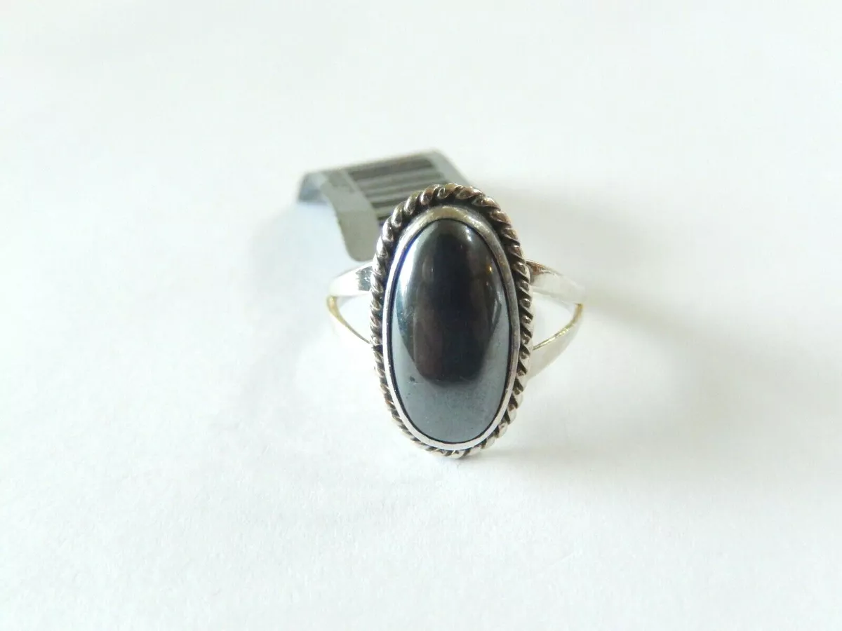 VINTAGE Native American HANDMADE STERLING SILVER HEMATITE Ring