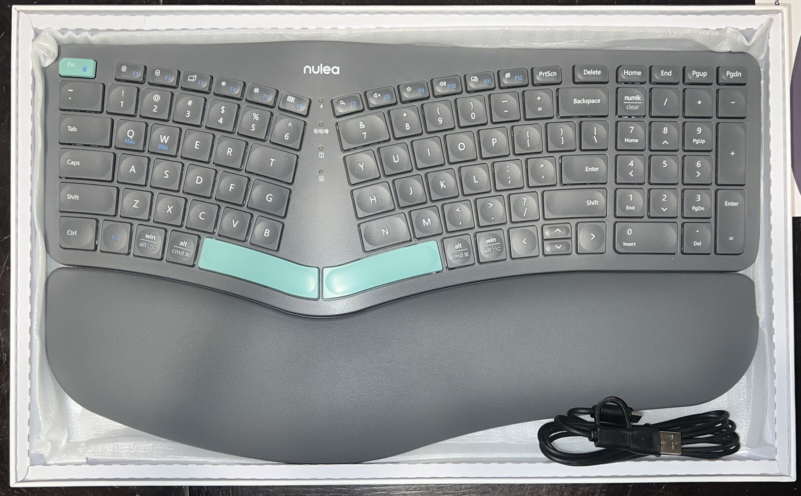 Nulea RT05B Wireless Ergonomic Keyboard, Split Keyboard with Cushioned Wrist
