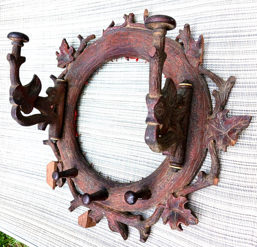 1800s Antique HANÐ Carved Walnut Wall Rack Possible GERMAN Arts Crafts Carver