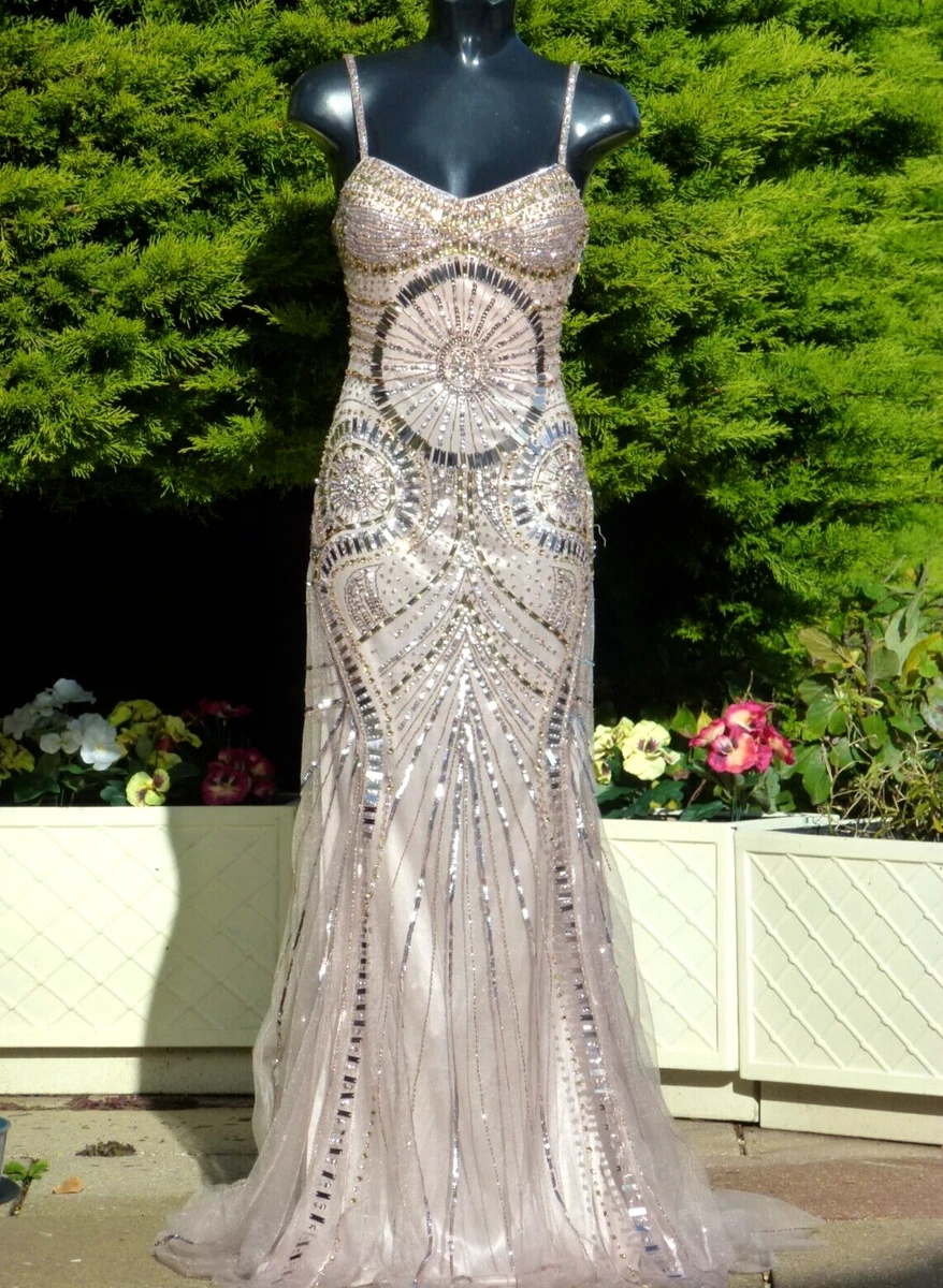 Angel Forever Elegancia Sequin Maxi Dress Size 08 UK Wedding Cruise Ball PROM