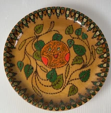 Romanian Hand Carved Hand Painted 7.5” Round Wooden Plate