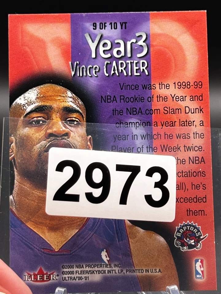 2000-01 Fleer Ultra - Year 3 #9 YT Vince Carter - Image 3 of 3