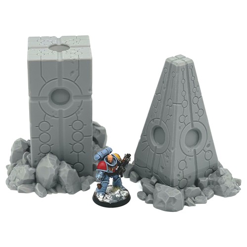 2x Alien Obelisk Rubble Magic Artifact Space Objective 28mm Wargaming Terrain - Picture 4 of 5