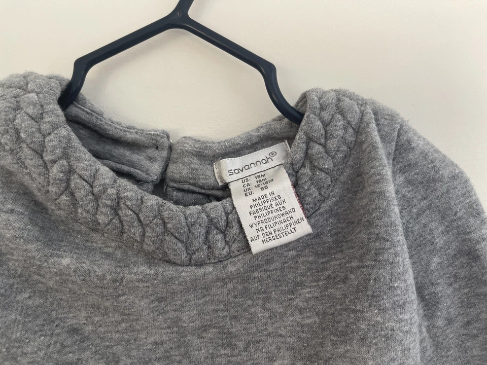 Savannah Bebé Niñas Acogedor Suave Gris Sólido Cuello Redondo Manga Larga Top Gris 18 M Foto 2 de 4