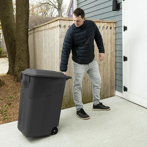 45 Gallon Wheeled Outdoor Trash Can, Black,Hyper Tough,Outdoor Trash Cans eBay