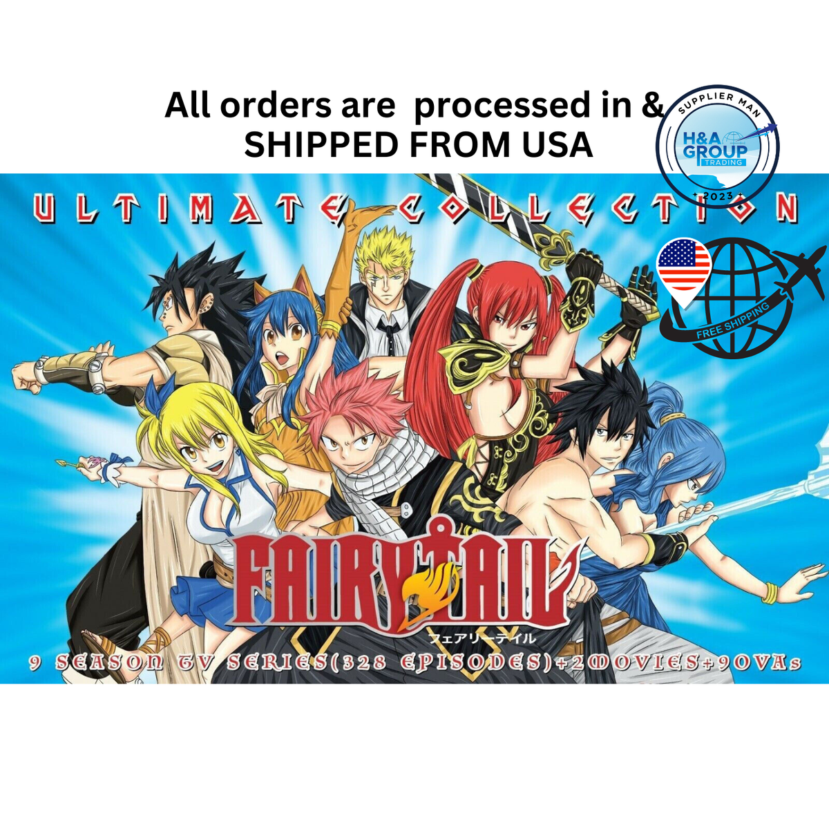 Fairy Tail Ultimate Collection 9 Season TV Series 328 Episodes + 2