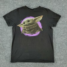 Star Wars Shirt Men's Small Black Mandalorian Baby Yoda Graphic Tee Short Sleeve