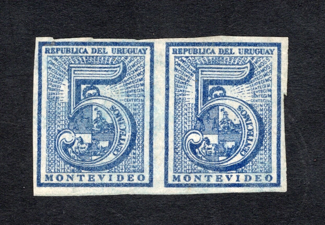Uruguay 1866 pair of stamps Mi#28a pos 48+49 MNG