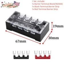 600V 25A 4P Double Row Wire Barrier Terminal Block With 2 Connector Strips