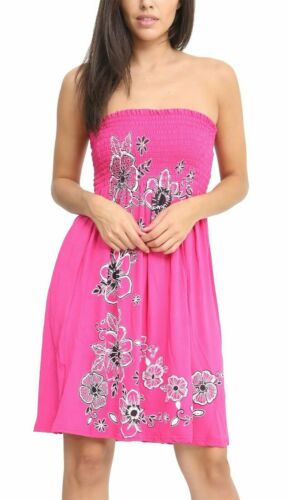 Mujeres Grueso Estampado Floral Transparente Top Damas Bandeau BoobTube Túnica Vestido de Fiesta - Imagen 4 de 8