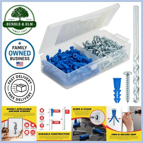 Plastic Drywall Anchor Kit Wall Anchors Screws Screws & Drill Bit ...