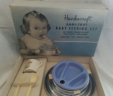 Vntg Hankscraft Nursery Rhyme Baby Feeding Set Warmer Bowl/Cup/ Spoon/Fork NIB