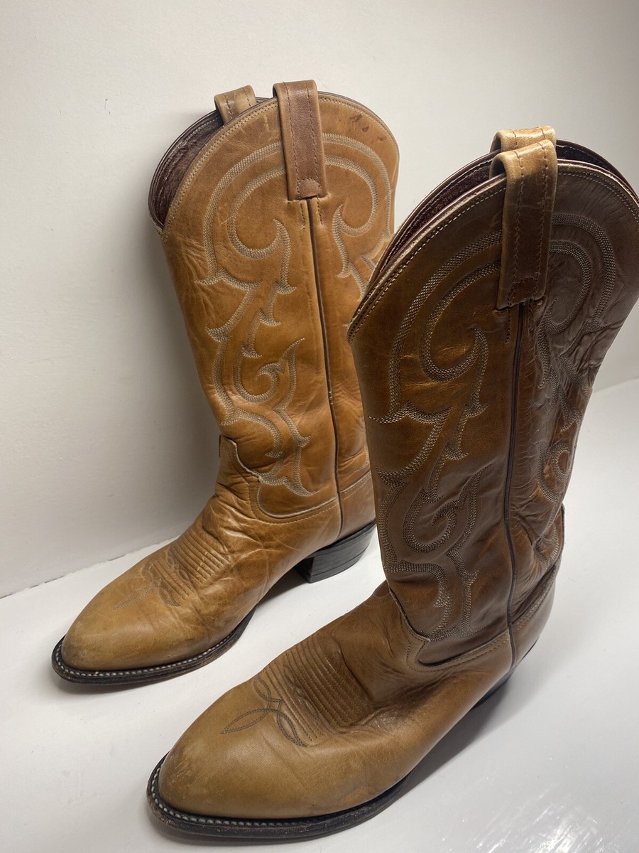 Tony Lama Cowboy Western Rodeo Brown Leather Boots Size 8 D  display picture 1