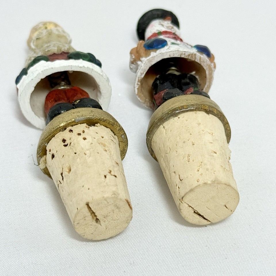 Vintage Christmas Cork Wine Bottle Stoppers Bobble Bodies Holiday Décor