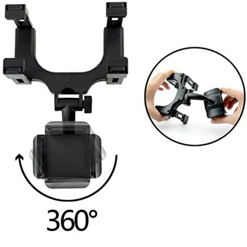 Car Rearview Mirror Phone Holder 360°Rotating Rear View Mount for iPhone Samsung - Picture 9 of 11